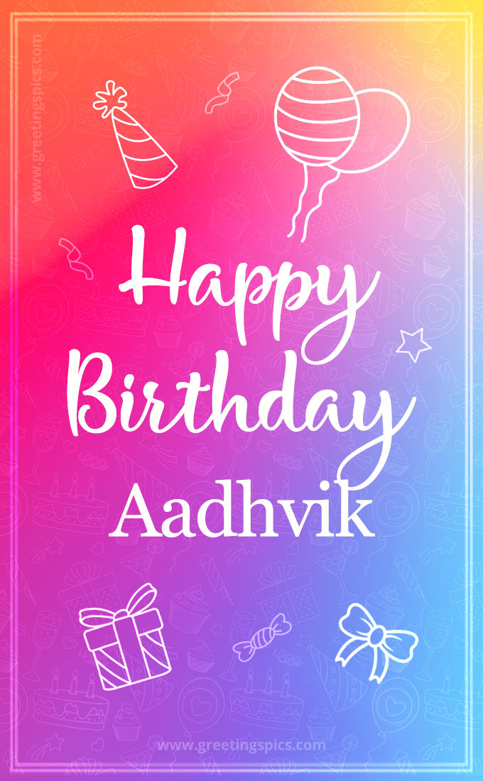 Colorful Happy Birthday Card For Aadhvik (tall rectangle shape picture)