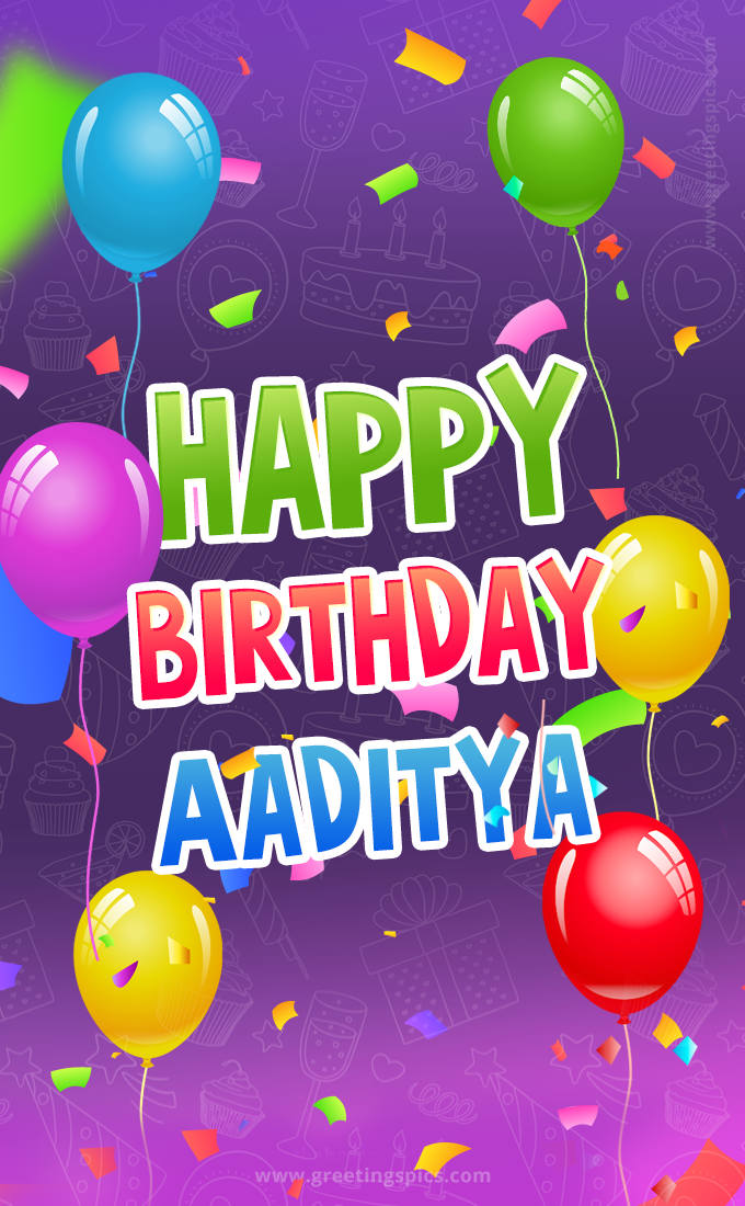 Happy Birthday Aaditya Festive Greeting Card (tall rectangle shape picture)