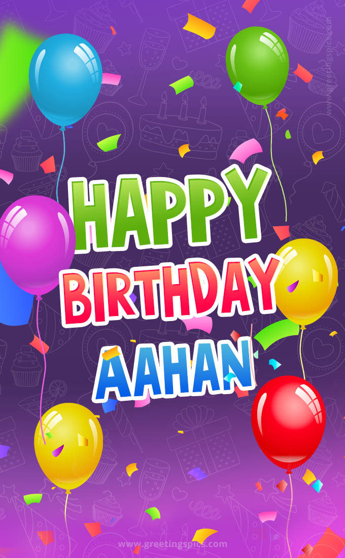 Happy Birthday Aahan Festive Greeting Card (tall rectangle shape picture)