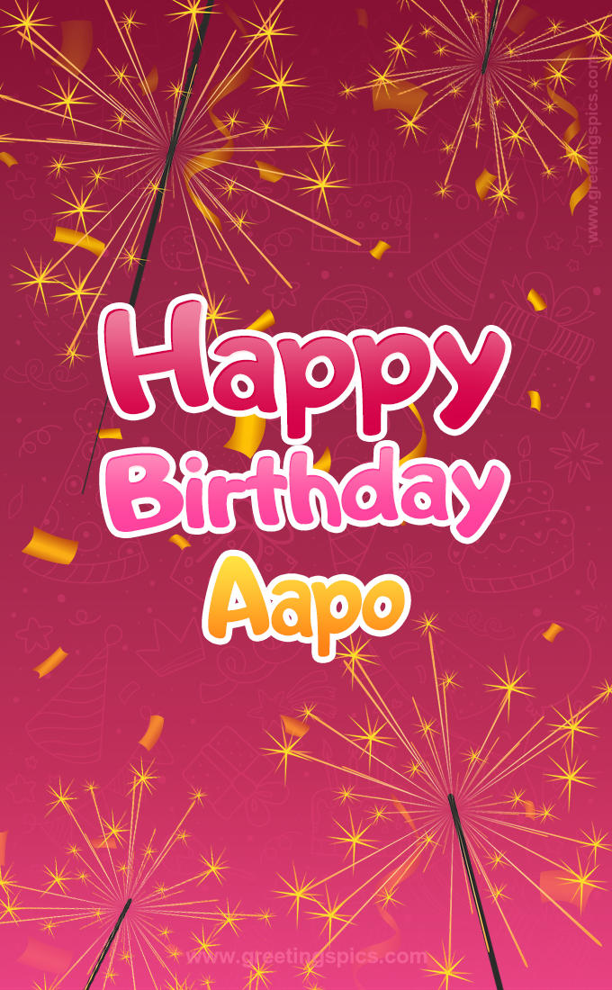 Happy Birthday Aapo Image with sparklers (tall rectangle shape picture)