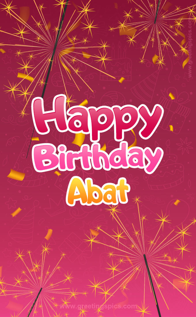 Happy Birthday Abat Image with sparklers (tall rectangle shape picture)