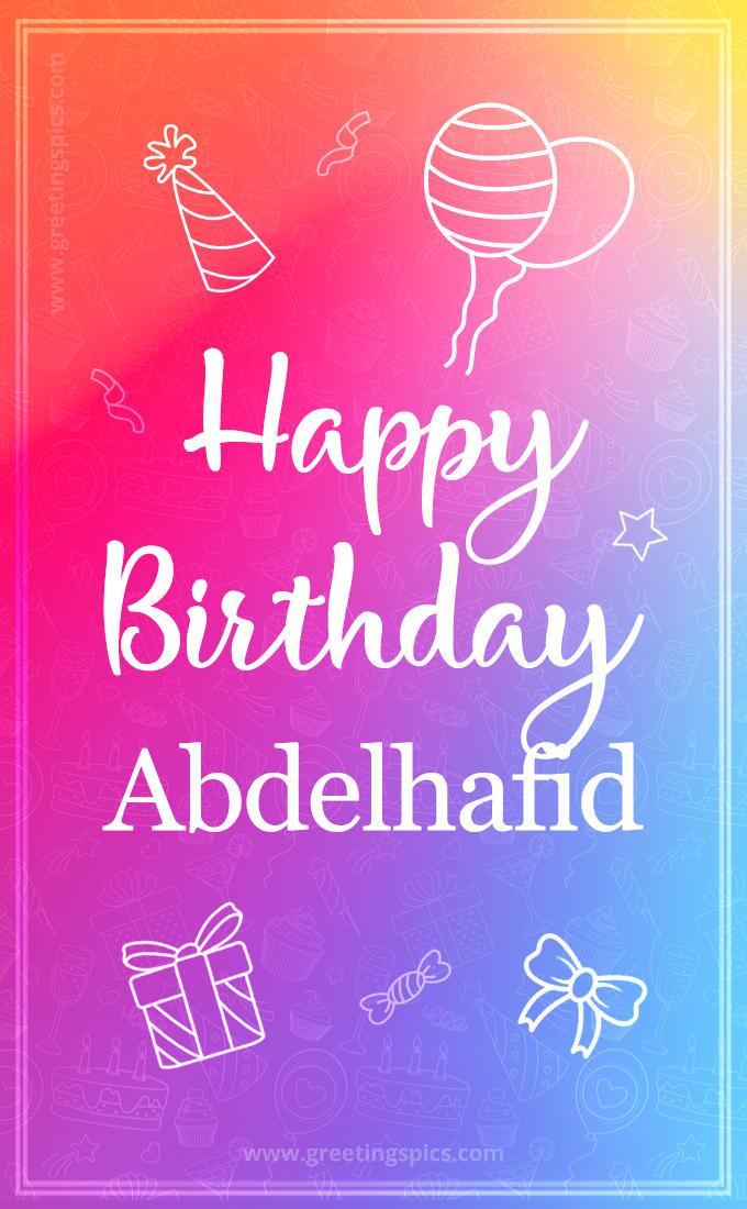 Colorful Happy Birthday Card For Abdelhafid (tall rectangle shape picture)