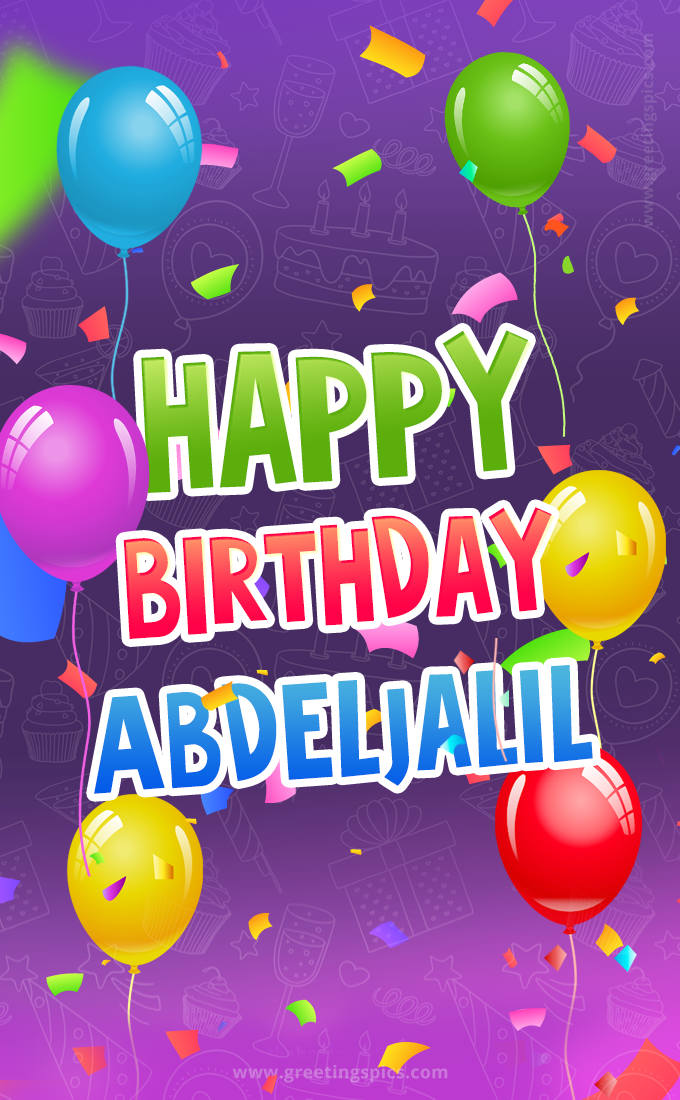 Happy Birthday Abdeljalil Festive Greeting Card (tall rectangle shape picture)