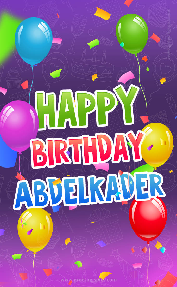 Happy Birthday Abdelkader Festive Greeting Card (tall rectangle shape picture)