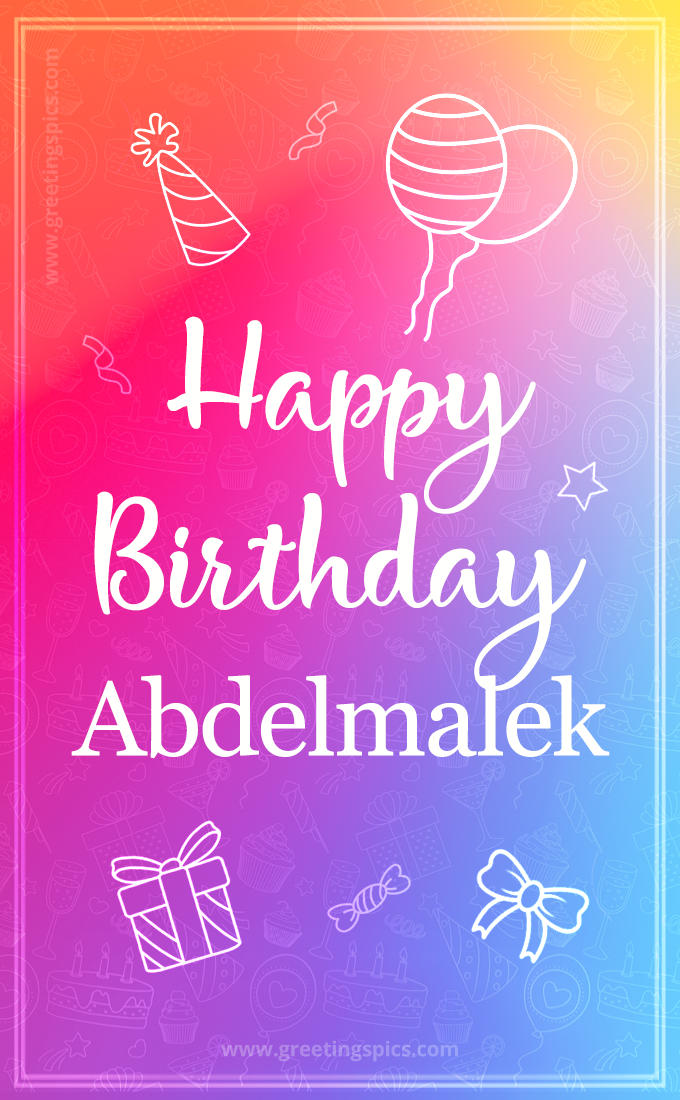 Colorful Happy Birthday Card For Abdelmalek (tall rectangle shape picture)