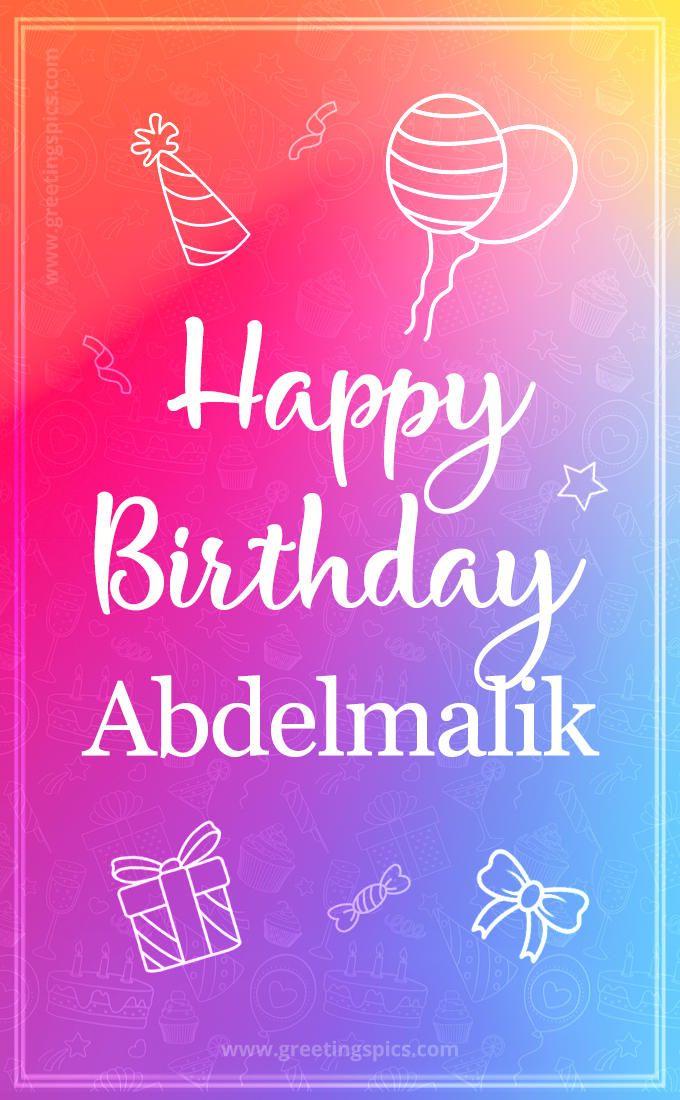 Colorful Happy Birthday Card For Abdelmalik (tall rectangle shape picture)