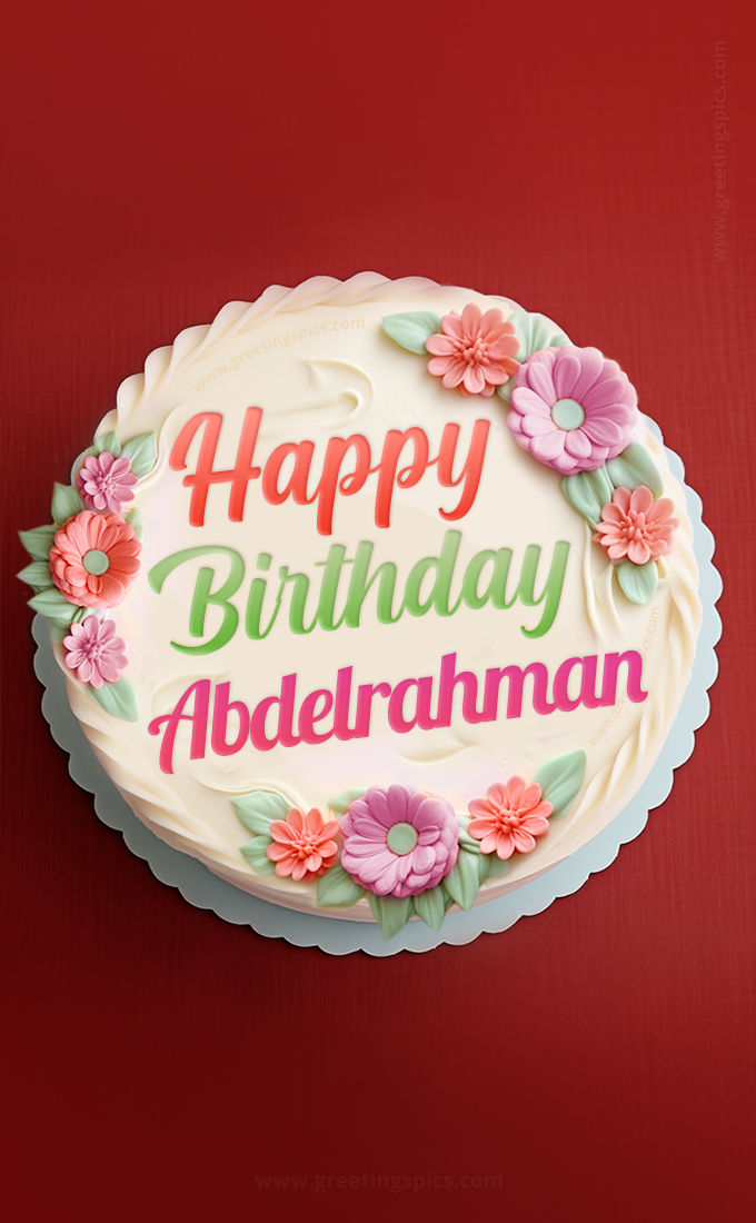 Happy Birthday Abdelrahman Cake Image With Name (tall rectangle shape picture)