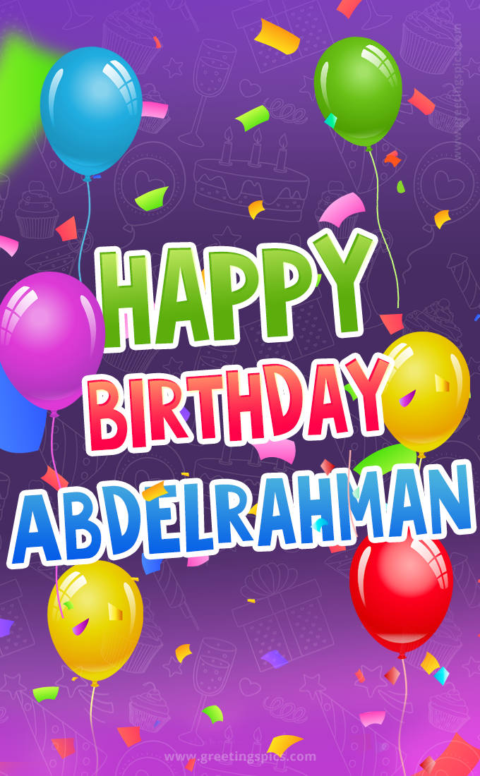 Happy Birthday Abdelrahman Festive Greeting Card (tall rectangle shape picture)