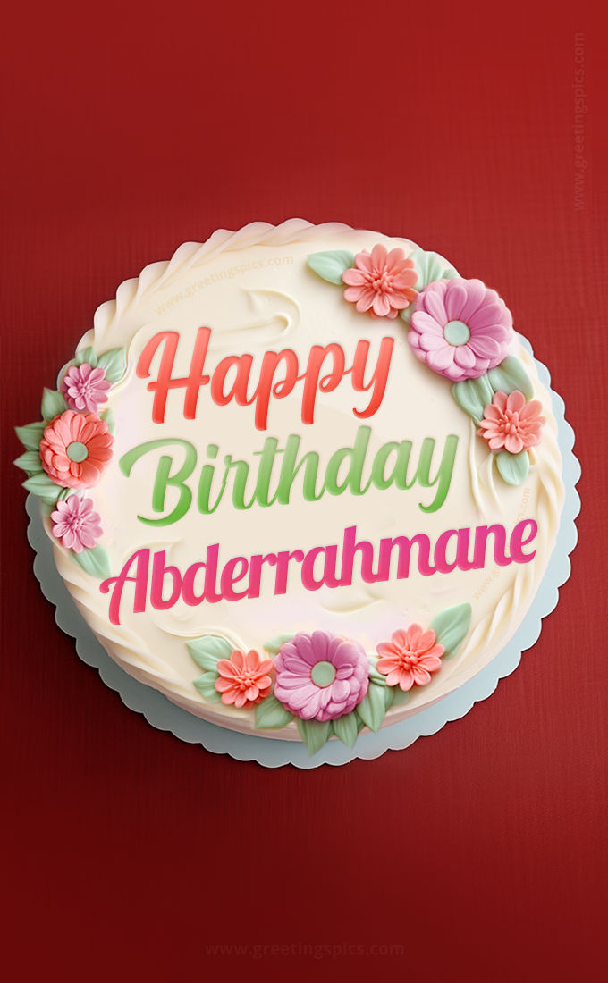 Happy Birthday Abderrahmane Cake Image With Name (tall rectangle shape picture)