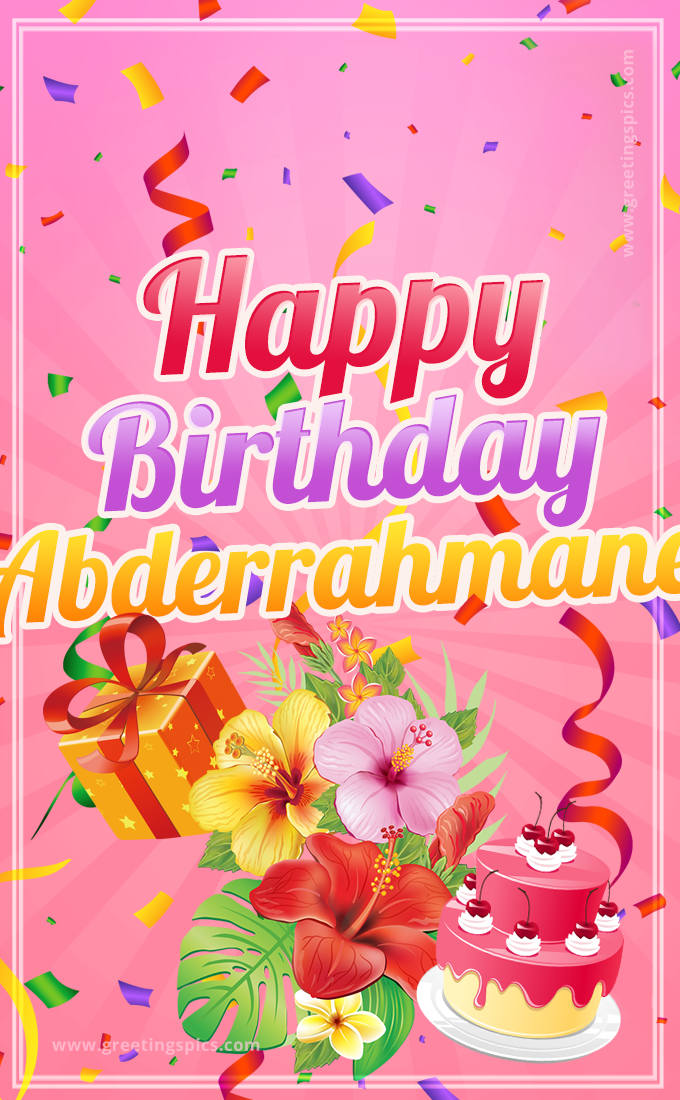 Beautiful Birthday Card for Abderrahmane with pink background (tall rectangle shape picture)