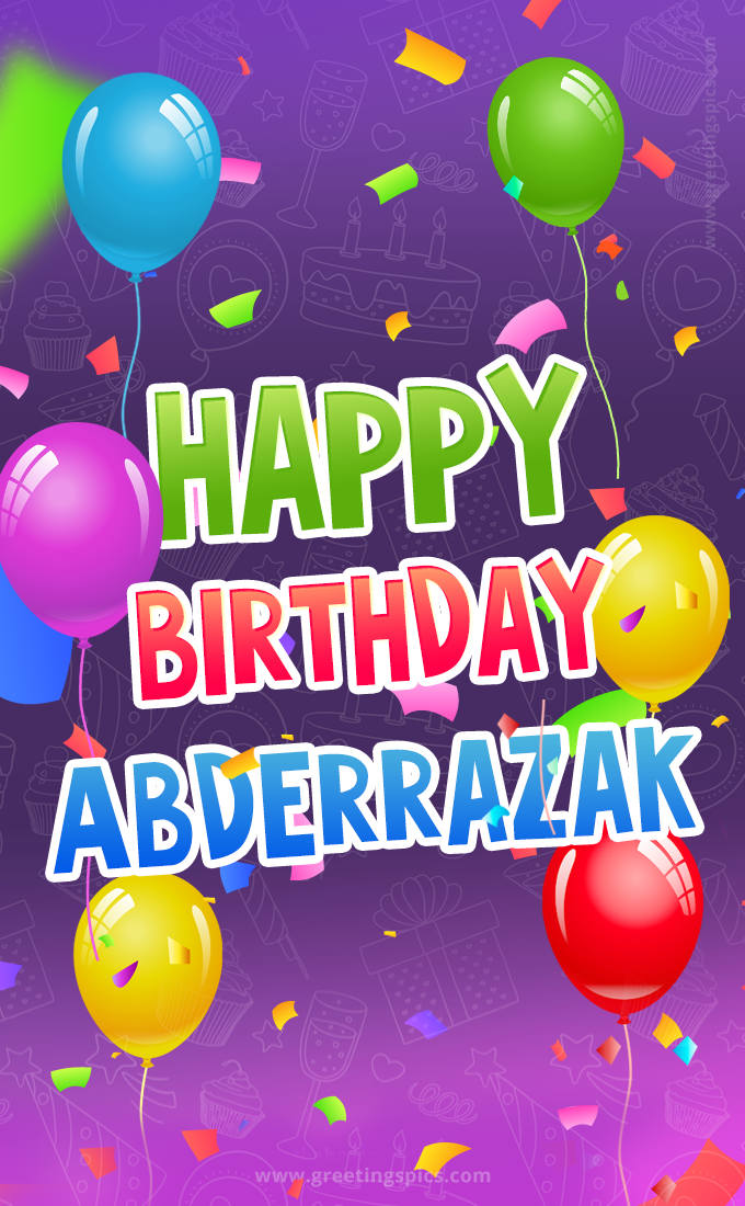 Happy Birthday Abderrazak Festive Greeting Card (tall rectangle shape picture)