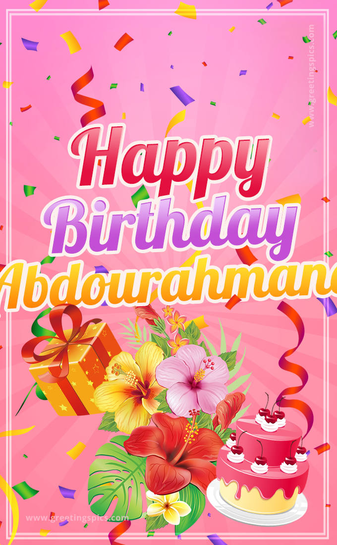 Beautiful Birthday Card for Abdourahmane with pink background (tall rectangle shape picture)