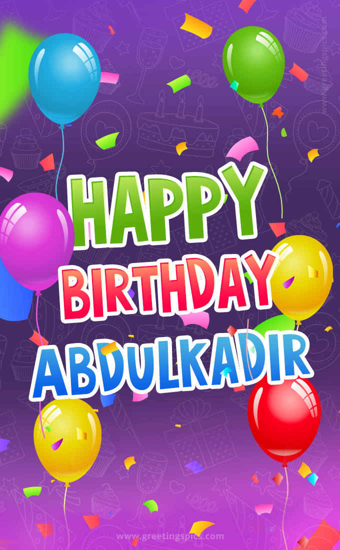 Happy Birthday Abdulkadir Festive Greeting Card (tall rectangle shape picture)