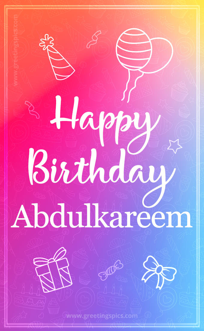 Colorful Happy Birthday Card For Abdulkareem (tall rectangle shape picture)