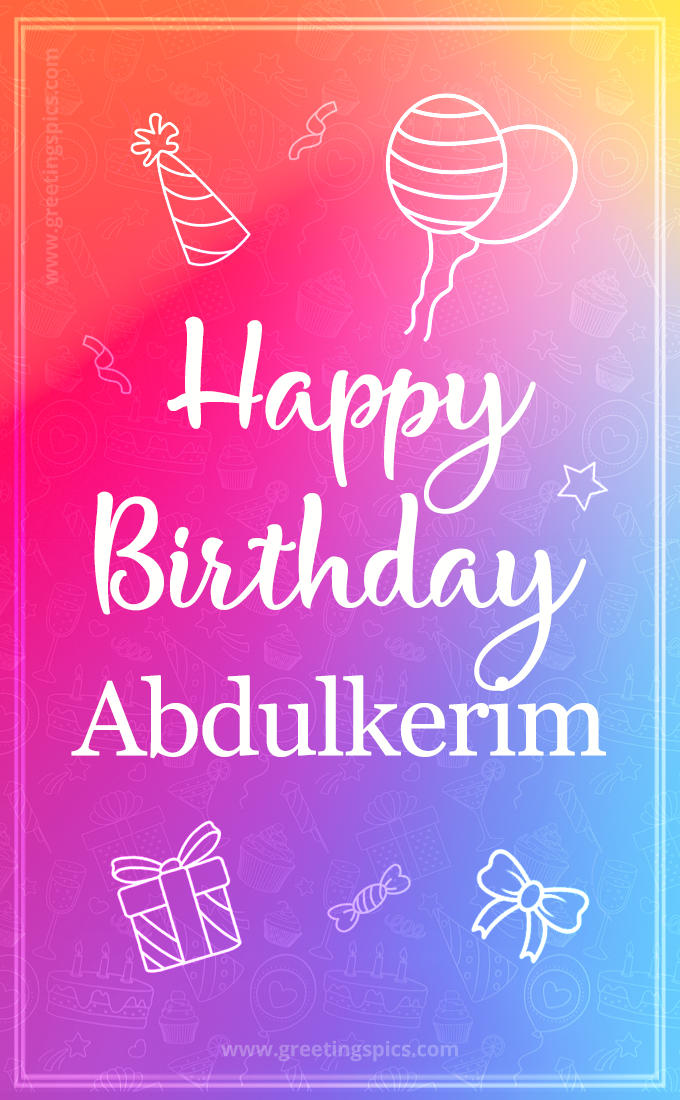 Colorful Happy Birthday Card For Abdulkerim (tall rectangle shape picture)