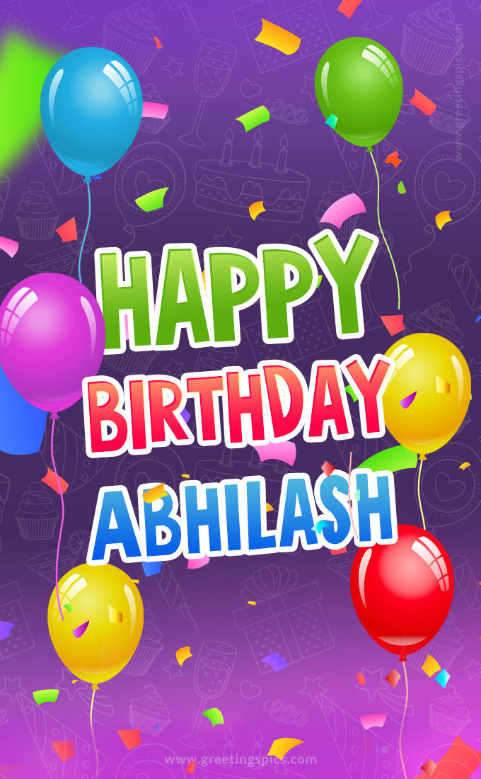 Happy Birthday Abhilash Festive Greeting Card (tall rectangle shape picture)