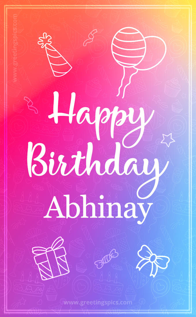 Colorful Happy Birthday Card For Abhinay (tall rectangle shape picture)