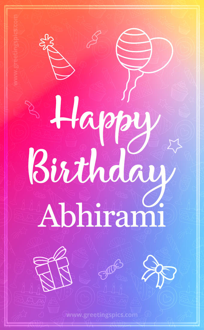 Colorful Happy Birthday Card For Abhirami (tall rectangle shape picture)