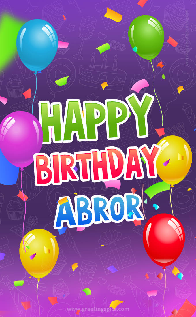 Happy Birthday Abror Festive Greeting Card (tall rectangle shape picture)