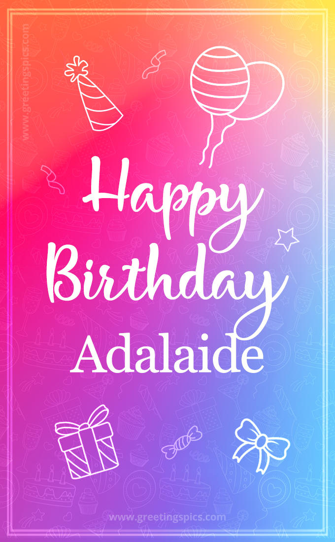 Colorful Happy Birthday Card For Adalaide (tall rectangle shape picture)