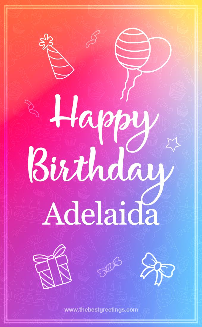 Colorful Happy Birthday Card For Adelaidа (tall rectangle shape picture)