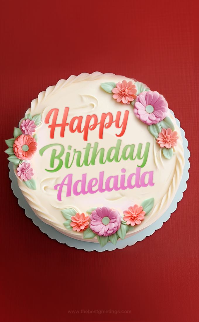 Happy Birthday Adelaidа Cake Image With Name (tall rectangle shape picture)