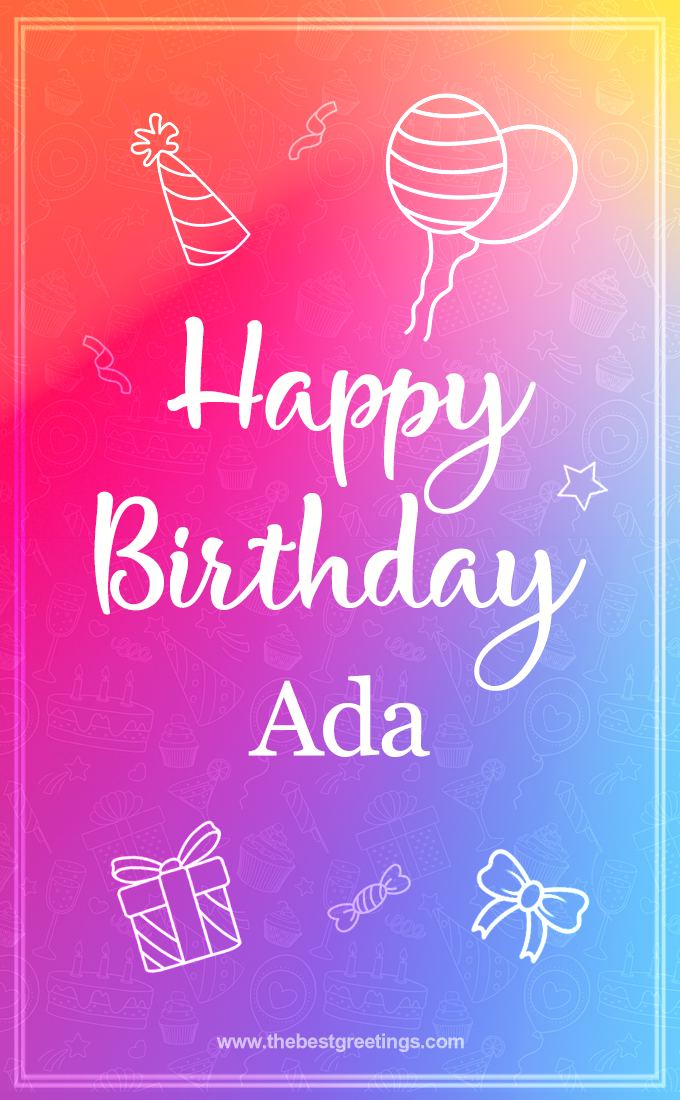 Colorful Happy Birthday Card For Adа (tall rectangle shape picture)