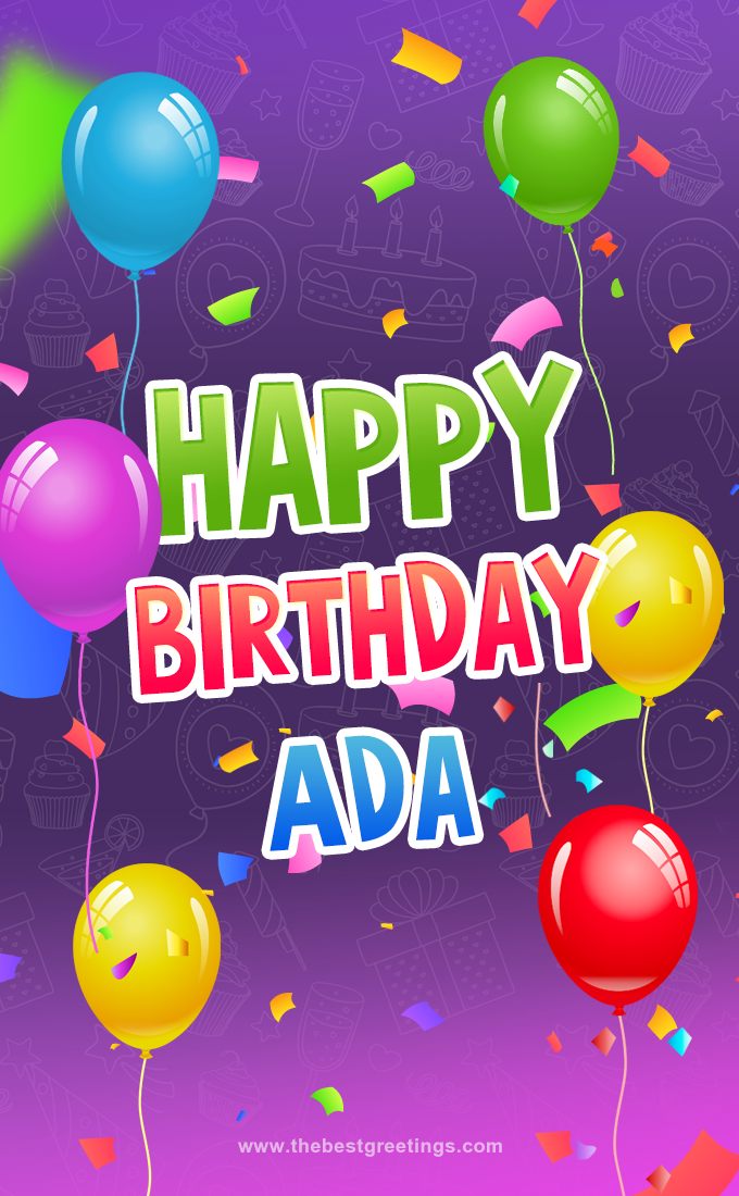 Happy Birthday Adа Festive Greeting Card (tall rectangle shape picture)