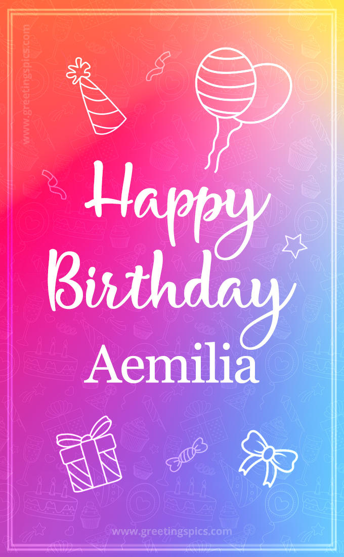 Colorful Happy Birthday Card For Aemilia (tall rectangle shape picture)