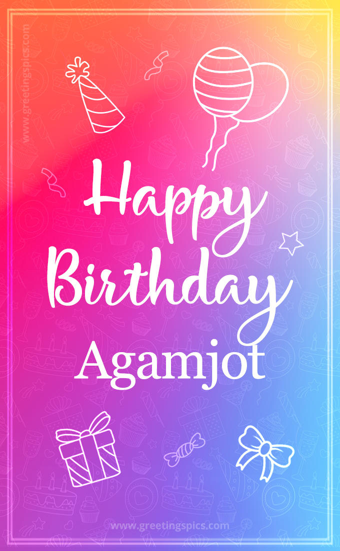 Colorful Happy Birthday Card For Agamjot (tall rectangle shape picture)