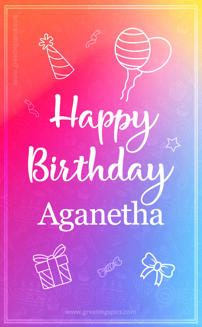 Colorful Happy Birthday Card For Aganetha (tall rectangle shape picture)