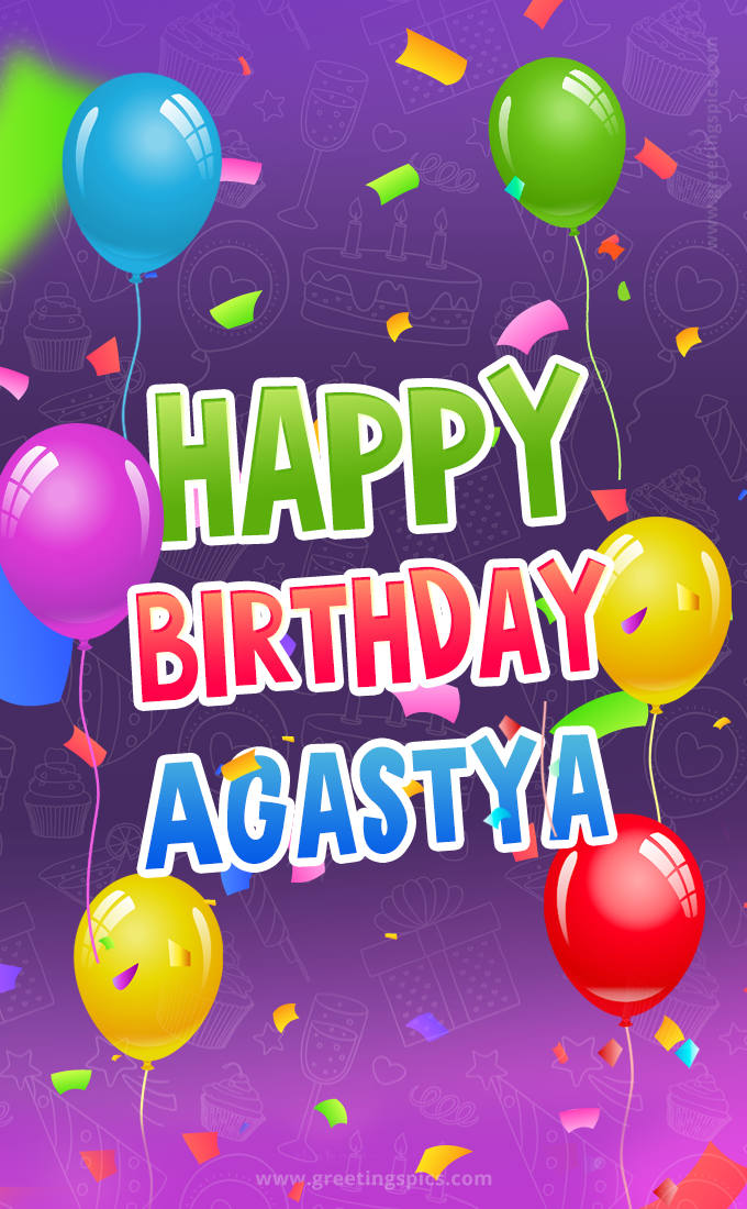 Happy Birthday Agastya Festive Greeting Card (tall rectangle shape picture)