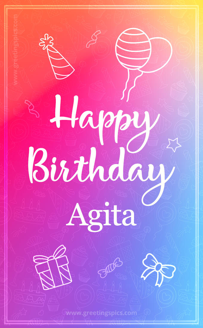 Colorful Happy Birthday Card For Agita (tall rectangle shape picture)