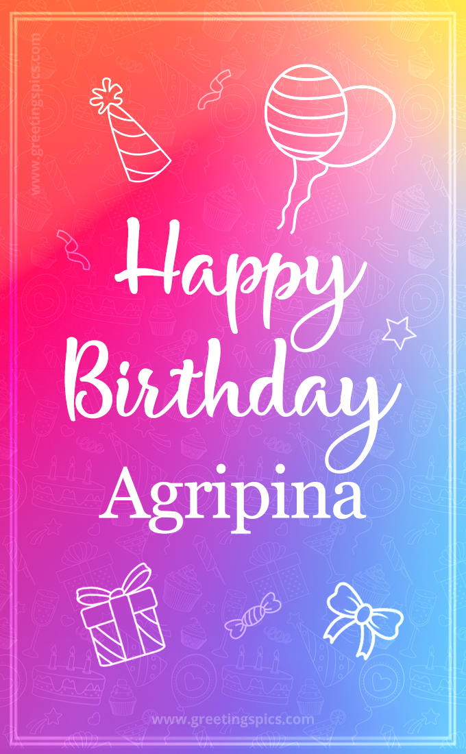 Colorful Happy Birthday Card For Agripina (tall rectangle shape picture)