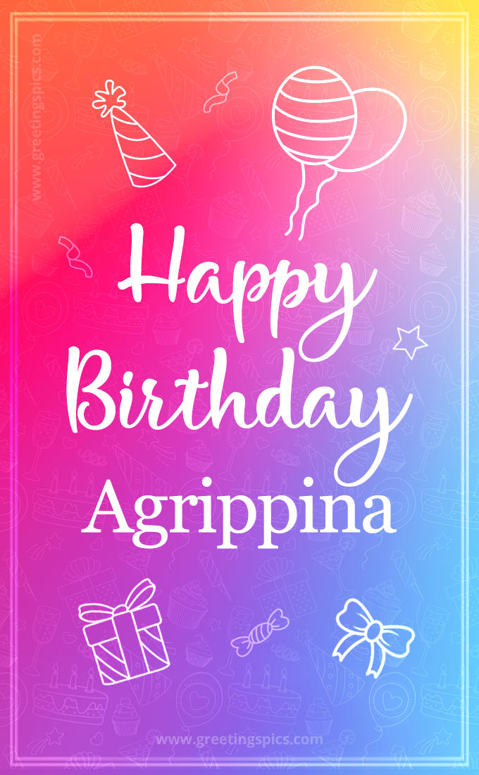 Colorful Happy Birthday Card For Agrippina (tall rectangle shape picture)