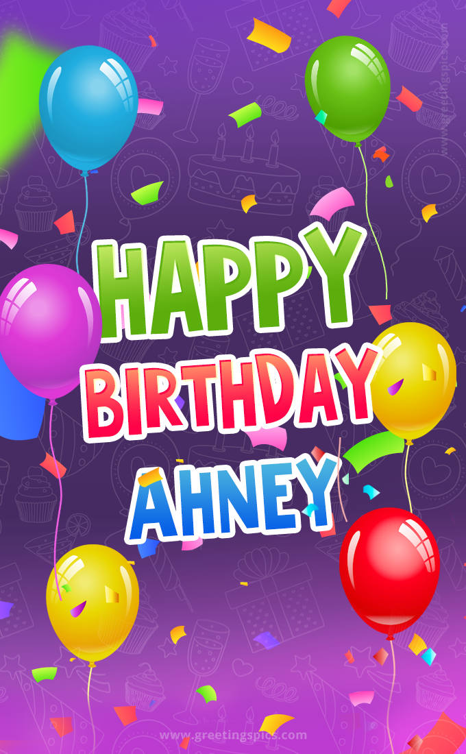 Happy Birthday Ahney Festive Greeting Card (tall rectangle shape picture)