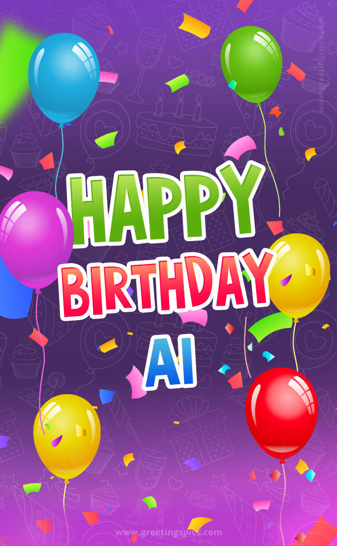 Happy Birthday Ai Festive Greeting Card (tall rectangle shape picture)