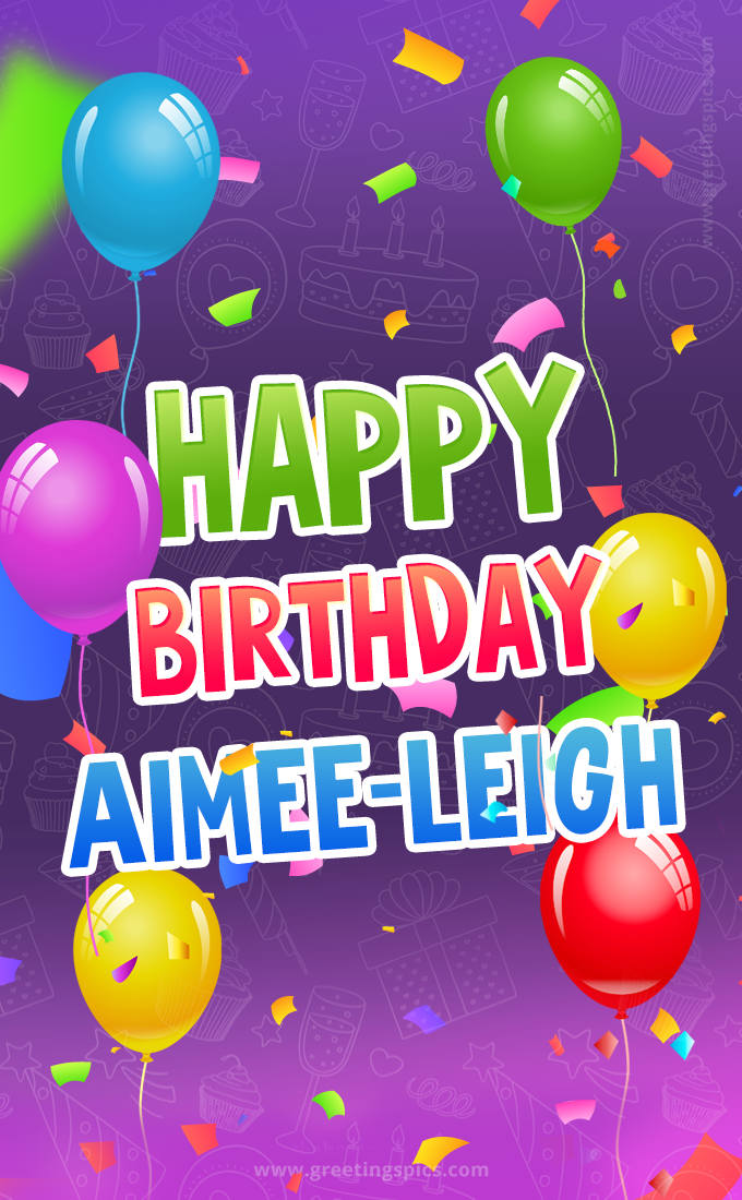 Happy Birthday Aimee-Leigh Festive Greeting Card (tall rectangle shape picture)