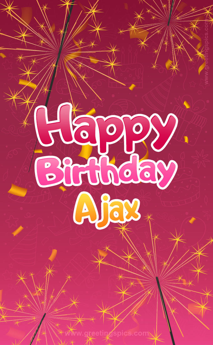 Happy Birthday Ajax Image with sparklers (tall rectangle shape picture)