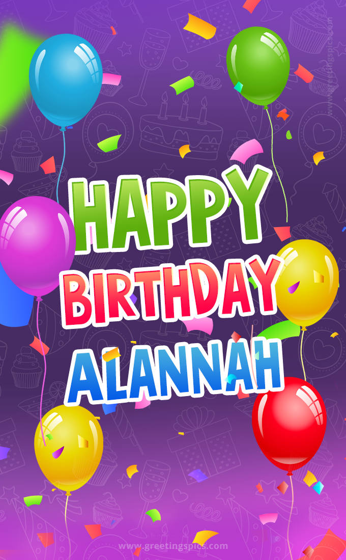 Happy Birthday Alannah Festive Greeting Card (tall rectangle shape picture)