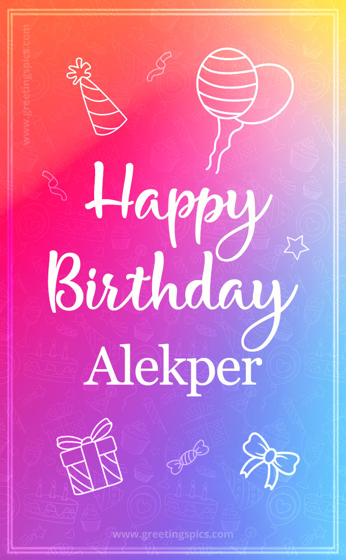 Colorful Happy Birthday Card For Alekper (tall rectangle shape picture)