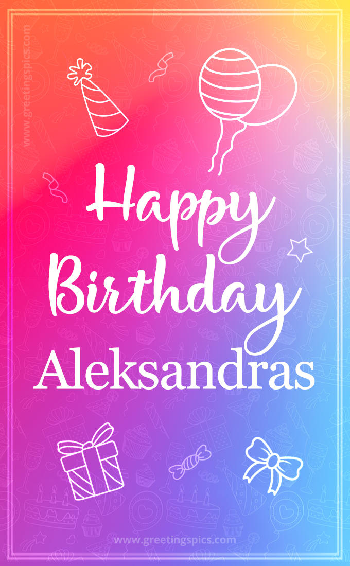 Colorful Happy Birthday Card For Aleksandras (tall rectangle shape picture)