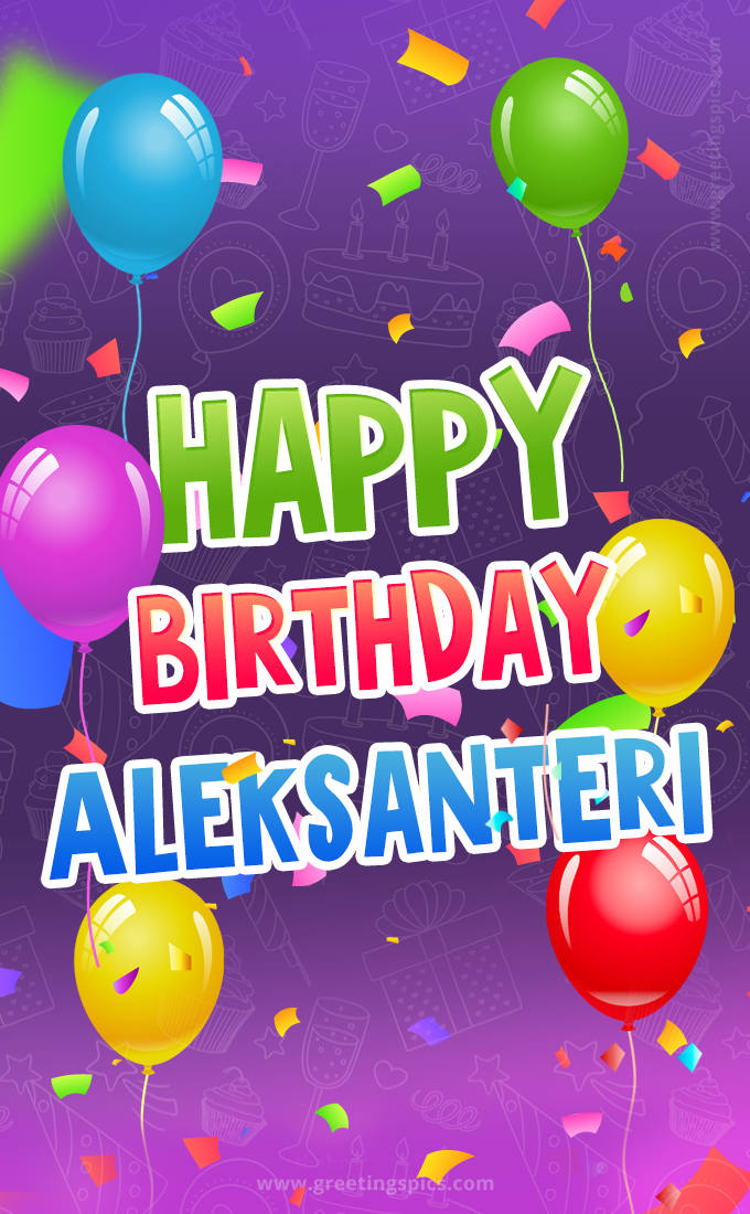 Happy Birthday Aleksanteri Festive Greeting Card (tall rectangle shape picture)