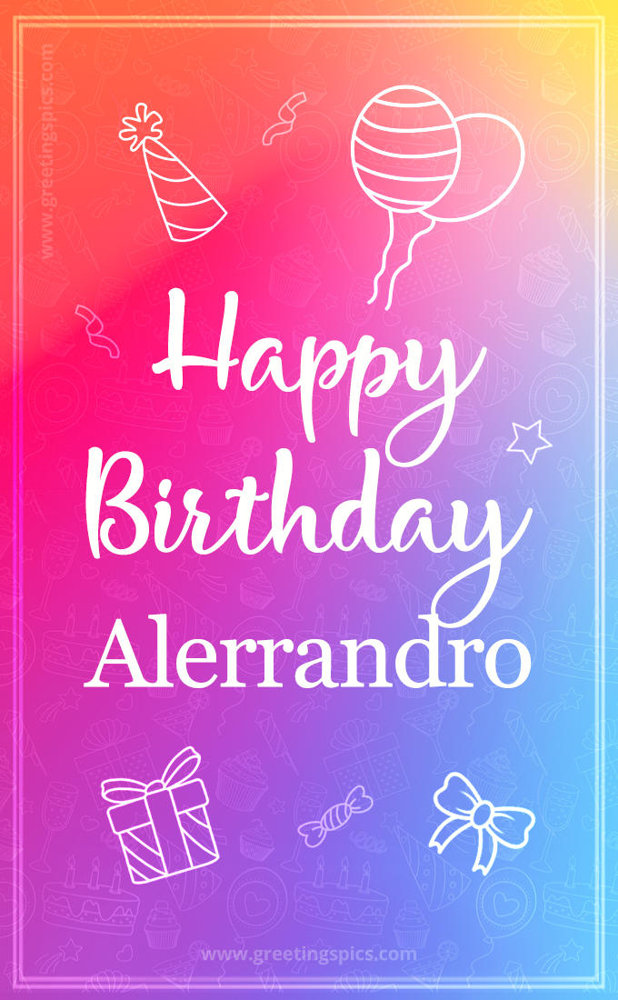 Colorful Happy Birthday Card For Alerrandro (tall rectangle shape picture)