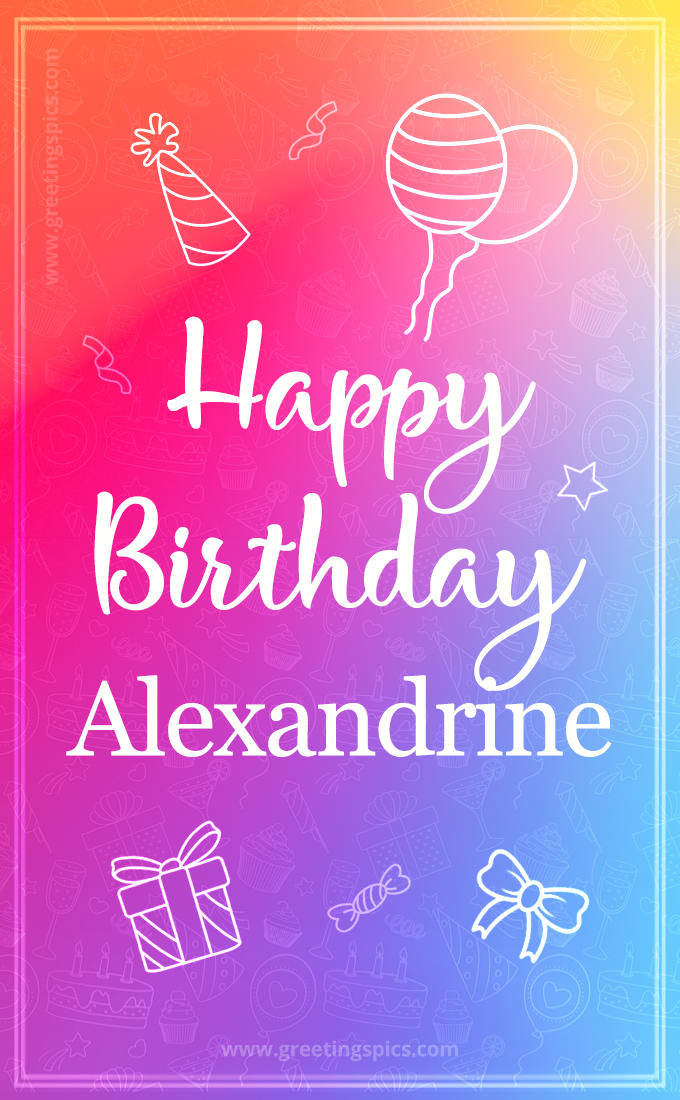 Colorful Happy Birthday Card For Alexandrine (tall rectangle shape picture)