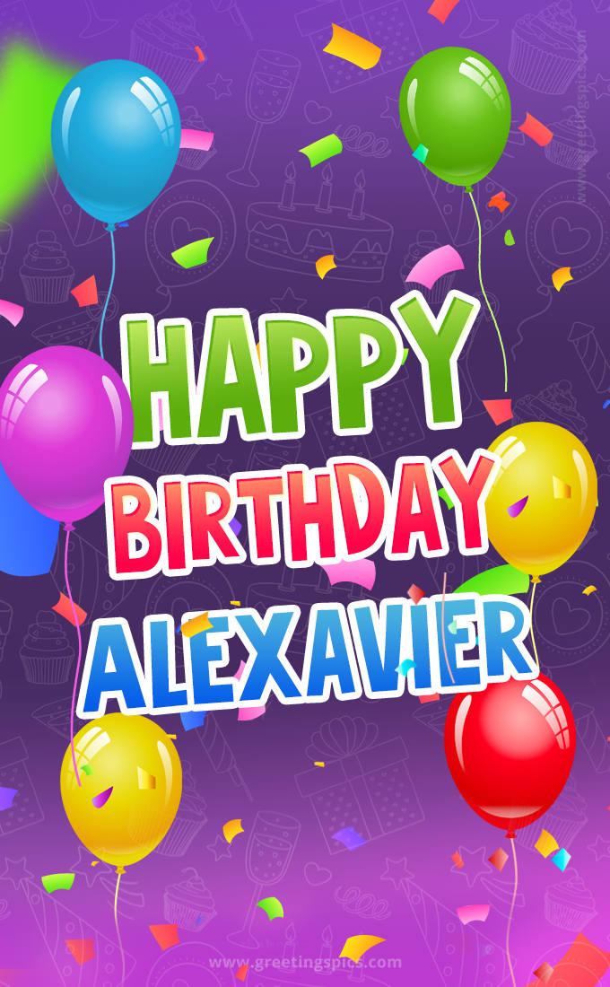 Happy Birthday Alexavier Festive Greeting Card (tall rectangle shape picture)