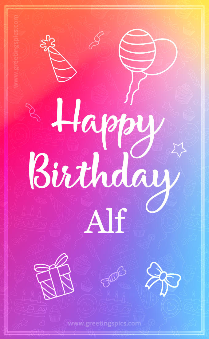 Colorful Happy Birthday Card For Alf (tall rectangle shape picture)