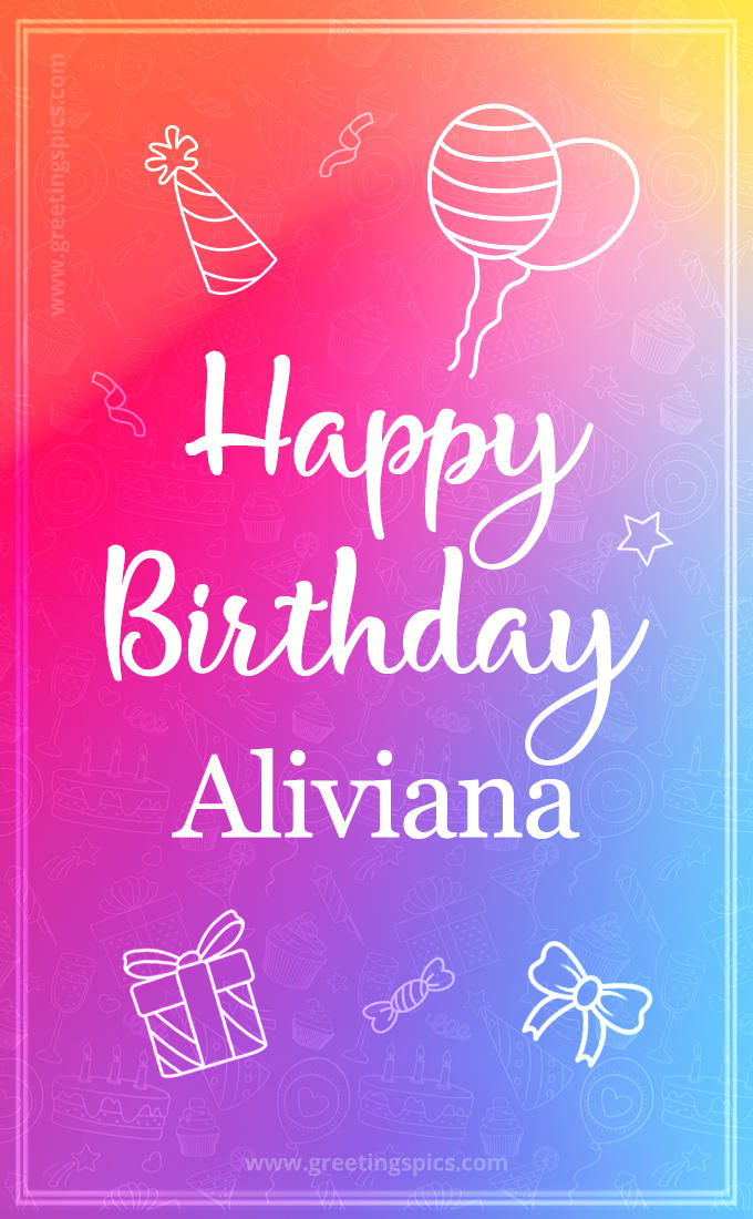 Colorful Happy Birthday Card For Aliviana (tall rectangle shape picture)