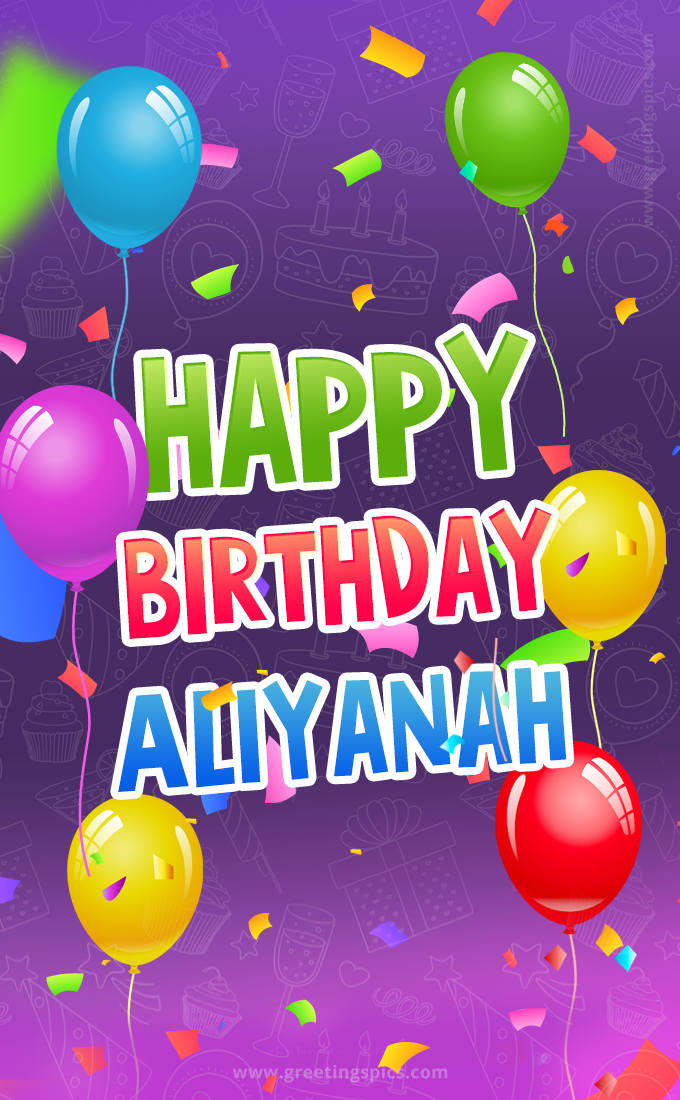 Happy Birthday Aliyanah Festive Greeting Card (tall rectangle shape picture)