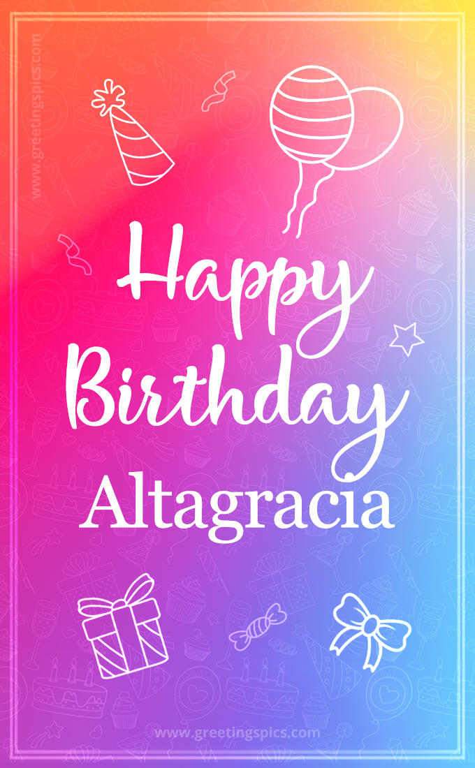 Colorful Happy Birthday Card For Altagracia (tall rectangle shape picture)